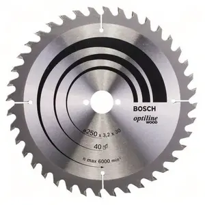 Bosch Lame de scie circulaire Optiline Wood 250 x 30 x 3,2 mm, 40 1pc pas cher