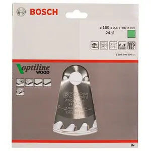 Comparateur de prix : Bosch Lame de scie circulaire Optiline Wood 160 x 20/16 x 2,6 mm, 24 1pc