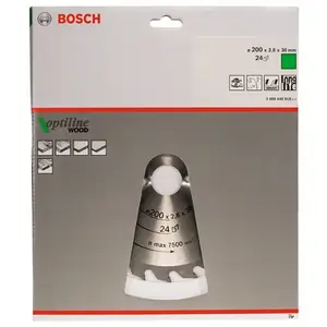 Bosch Lame de scie circulaire Optiline Wood 200 x 30 x 2,8 mm, 24 1pc