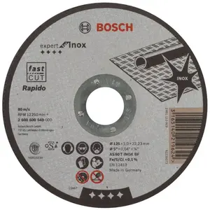 BOSCH Disque à tronçonner pour métal à moyeu plat - 1,0x125mm - Inox pas cher