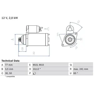 Démarreur 1414 Bosch 1414 pas cher