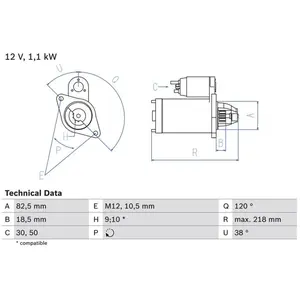 Démarreur 0 986 016 280 Bosch Chevrolet; Daewoo; Opel; Saab; Vauxhall ... pas cher