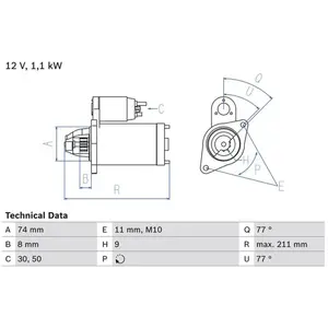 Démarreur 1650 Bosch 1650 pas cher