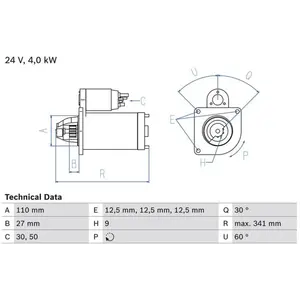 Démarreur 0 986 011 310 Bosch Fiat; Iveco Bosch 1131Vendu parpiecesauto.fr