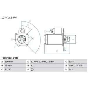 Démarreur 0 986 013 650 Bosch Opel; Renault; Renault Trucks; Vauxhall ... pas cher