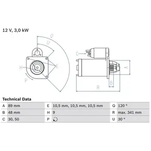 BOSCH Démarreur (Ref: 0 986 013 480) pas cher