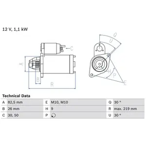 Démarreur 0 986 016 380 Bosch Mercedes-Benz; Ssangyong Bosch 1638 pas cher