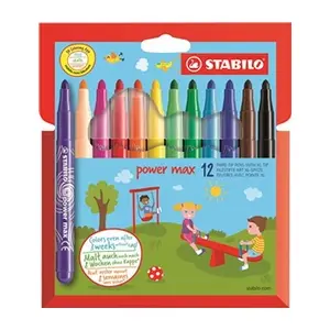 Comparateur de prix : STABILO Pochette souple de 12 Feutres de coloriage Power max
