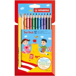 Stabilo Crayon de couleur triangulaire 17cm - Étui de 12