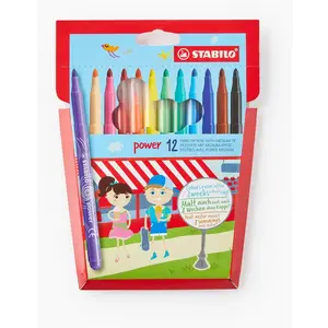 Comparateur de prix : Stylo feutre Stabilo Power couleurs assorties - Pochette de 12