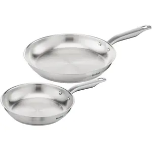 Comparateur de prix : Tefal Virtuoso Lot de 2 poêles 24/28 cm, Induction, Garantie 10 ans, Acier inoxydable de qualité premium, Saisie parfaite, Recettes créatives E492S225