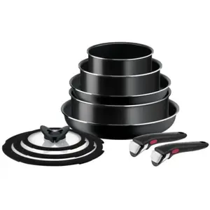 TEFAL Ingenio Easy Cook & Clean L1549042 Batterie de cuisine 10 pièces anti-adhésives NoirVendu parcdiscount