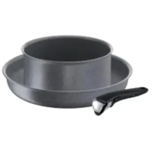 Comparateur de prix : TEFAL Batterie de cuisine3 pièces en aluminium avec poignées amovibles...