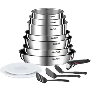 Comparateur de prix : Tefal INGENIO Batterie de cuisine 13 pcs, Induction, Acier inoxydable, Revetement antiadhésif durable, Emotion On L897DS04