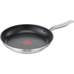 Comparateur de prix : Tefal Virtuoso E49106 Poêle à frire 28 cm avec revêtement en acier inoxydable de qualité supérieure, revêtement en titane anti-adhésif, indicateur de température thermo-signal, convient à l'induction,