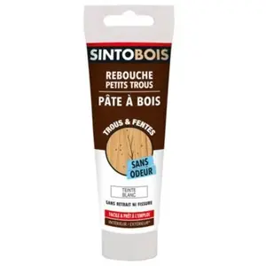 Comparateur de prix : SINTOBOIS Sinto - Pâte à bois pour reboucher imperfections et fissures 80g Blanc