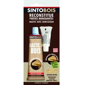 Reconstitue bois mastic + durcisseur Sintobois chêne clair 60g pas cher