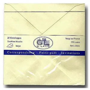 Comparateur de prix : Clairefontaine G.Lalo - 25 Enveloppes 165x165mm Vergé Ivoire