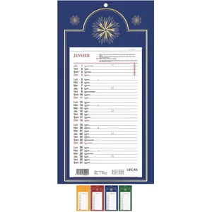 Calendrier mural mensuel LECAS 16 x 34 12 F - Vert, Marron ou Bleu