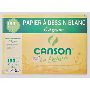 Comparateur de prix : Pochette de 10 feuilles de papier dessin A3 Canson "C" à grain®