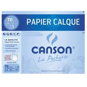 CANSON - Pochette 12 feuilles de papier calque 24x32cm - 70g/m² pas cher