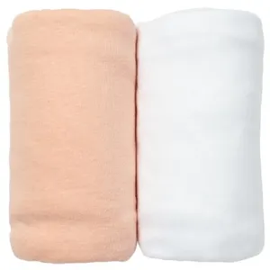 Lot de 2 draps housse blanc / pêche 70 x 140 cm - babycalin pas cher