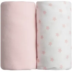 Lot de 2 draps housse étoiles rose / rose uni 60 x 120 cm - babycalinVendu paramazon