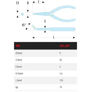 Pince à bec demi-rond coude 45D microtech - FACOM - 433.LMT