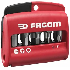 Comparateur de prix : Jeu de 10 embouts mixte Fente / PZ / 6 pans - FACOM - E.111PB