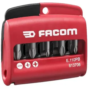 10 embouts mixtes de vissage 1/4'' + porte-embout - FACOM - E.110PB