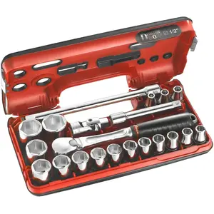 Comparateur de prix : Coffret à douilles standard 1/2" 21 pièces avec cliquet SL.DBOX1 Facom