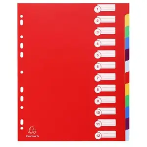 Exacompta Set De 12 Intercalaires Pp Opaque Semi Rigide A4 Maxi pas cher