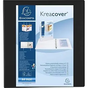 Comparateur de prix : Exacompta Classeur PP personnalisable Kreacover - 4 anneaux en D 60mm - A4 maxi - Noir - Lot de 10