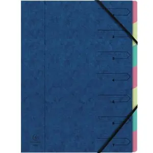 EXACOMPTA Trieur, A4, carton, 7 compartiments, bleu () pas cher