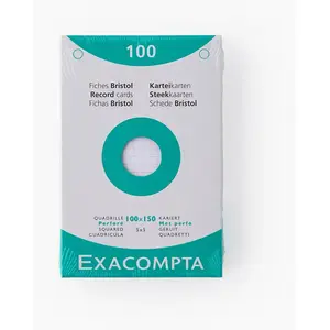 Comparateur de prix : Bristol Exacompta 100x150mm 205g quadrillé perforé - Etui de 100 fiches - Blanc