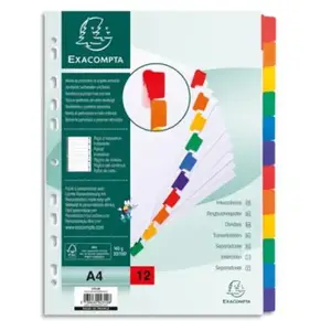 Comparateur de prix : EXACOMPTA Intercalaires en carton, A4, 12 touches