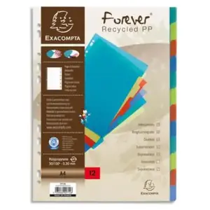 Comparateur de prix : Jeu intercalaires Exacompta Forever A4 vierge polypropylène recyclé 12 divisions- 1 jeu