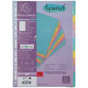 EXACOMPTA Intercalaires 12 positions A4 Carte Lustrée 400 g/m² Aquarel pas cher