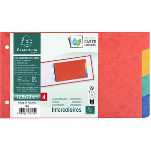 EXACOMPTA INTERC BOX FICHES BRISTOL 225G/M2 4POS 125X200MM pas cher