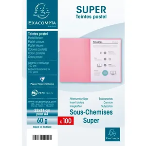 Comparateur de prix : Exacompta Exacompta Paquet De 100 Sous-Chemises Super 60g 22x31cm Rose