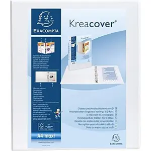 Comparateur de prix : Exacompta Classeur PP personnalisable Kreacover - 2 anneaux en D 25mm - A4 maxi - Blanc - Lot de 10