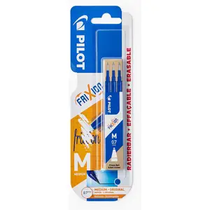 Pilot Frixion Ball Bleu Pointe Moyenne, 3 recharges pas cher