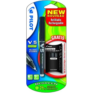 Pilot Lot De 1 Stylo V5 Et 3 Recharges Noir pas cher
