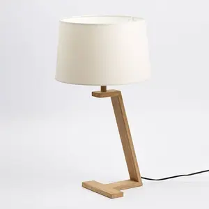 Aluminor Lampe à poser Memphis LT en bois et tissu, blanche pas cher