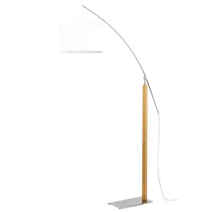 Lampadaire design arc Rainbow chrome/bois chene pas cher