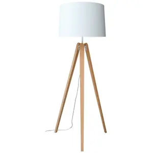 Comparateur de prix : ALUMINOR Lampadaire salon Essence lampadaire 155 cm blanc et bois