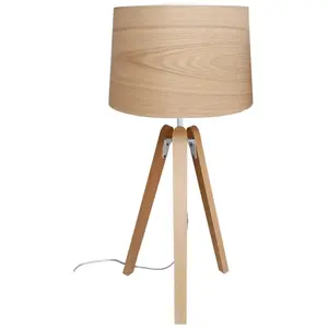 Aluminor Lampe Essence LT, abat-jour coton aspect bois pas cher