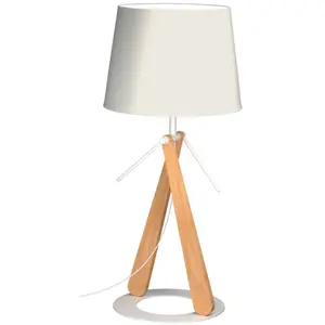 Comparateur de prix : Aluminor Lampe à poser Zazou LT blanche/bois clair