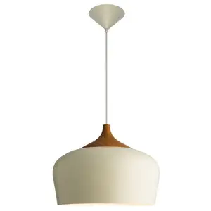 Aluminor Voltige suspension, blanche, détails bois pas cher