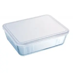 Comparateur de prix : Plat rectangulaire 4l verre + couvercle plastique Pyrex 244p000/5043